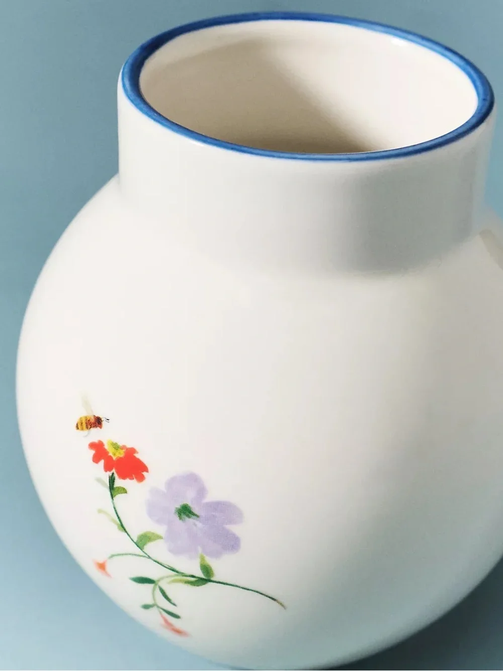 Anthropologie Mama Heart Floral Stoneware Bud Vase